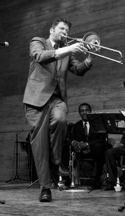 J. Walter Hawkes with trombone